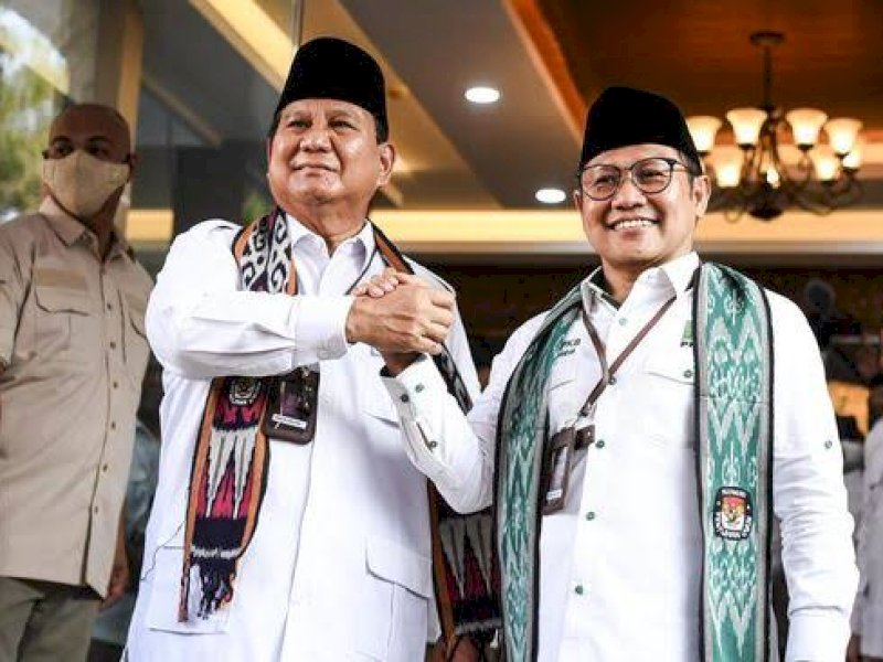 Prabowo Subianto dan Cak Imin saat deklarasi koalisi. 