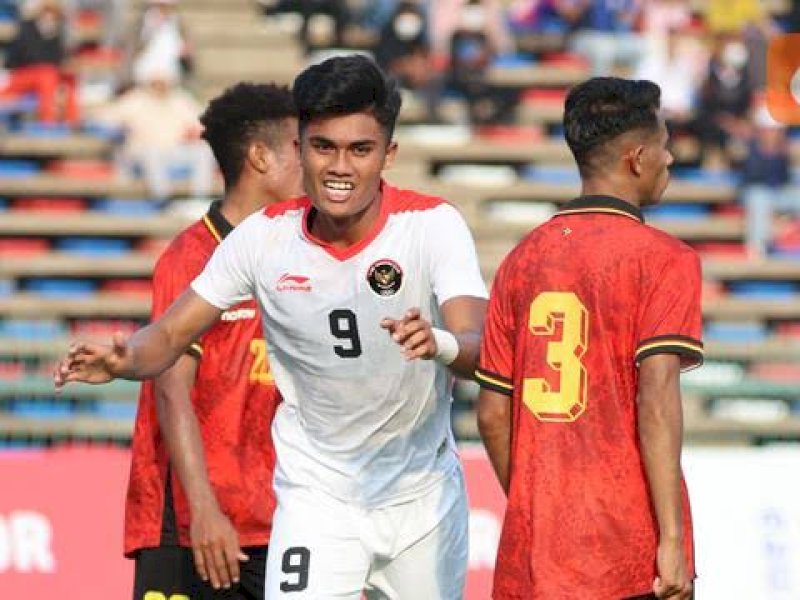 Pemain Indonesia merayakan gol ke gawang Timor Leste. (int)