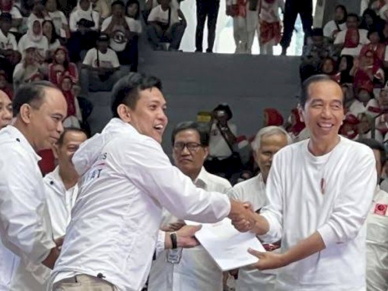 Presiden Joko Widodo (Jokowi) menyampaikan pidato 
pada acara Musyawarah Rakyat (Musra) di Istora Senayan, Jakarta, Minggu (14/5/2023).