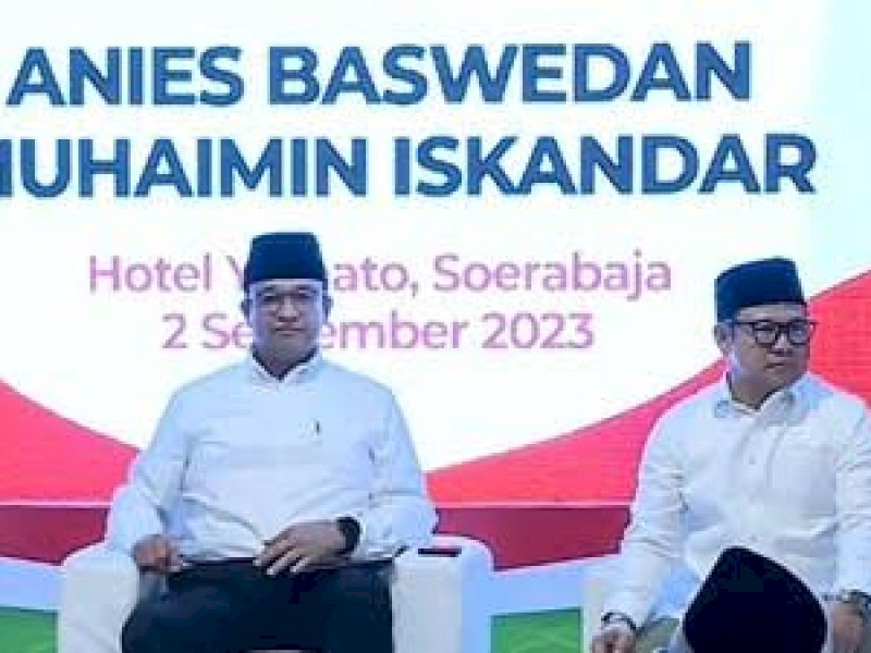Anies Baswedan dan Muhaimin Iskandar (Cak Imin) saat Deklarasi capres-cawapres.