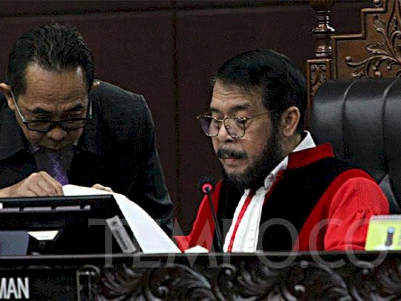 Ketua MK Anwar Usman dalam sidang di Gedung MK, Jalan Medan Merdeka Barat, Gambir, Jakarta Pusat. 