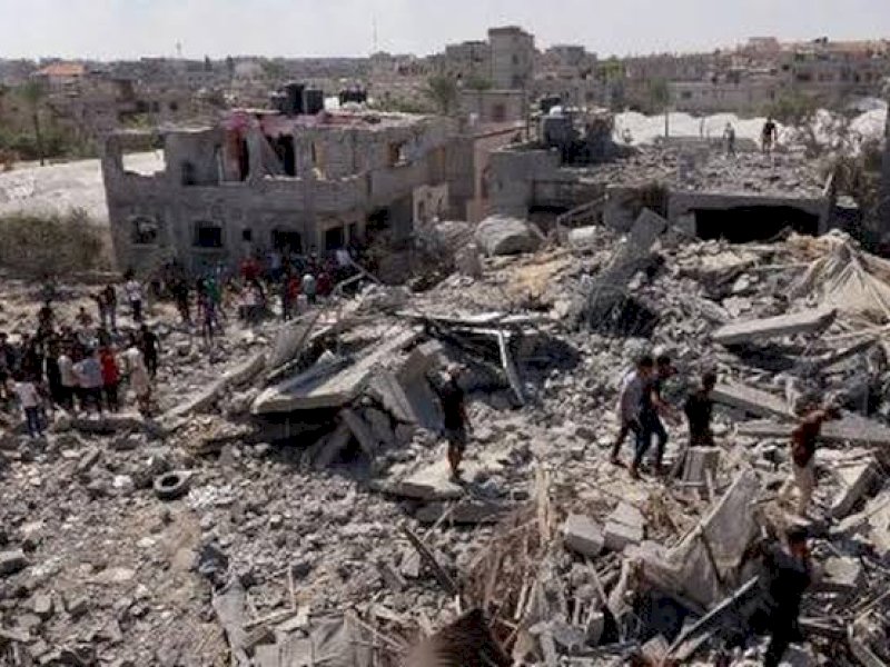 Kota Gaza yang porak-poranda akibat serangan Israel. (int)