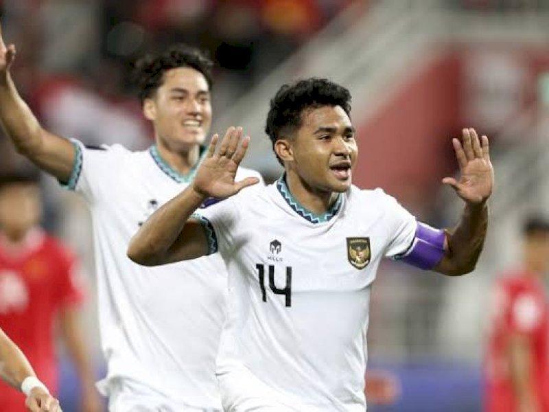 Asnawi merayakan gol ke gawang Vietnam. (int) 