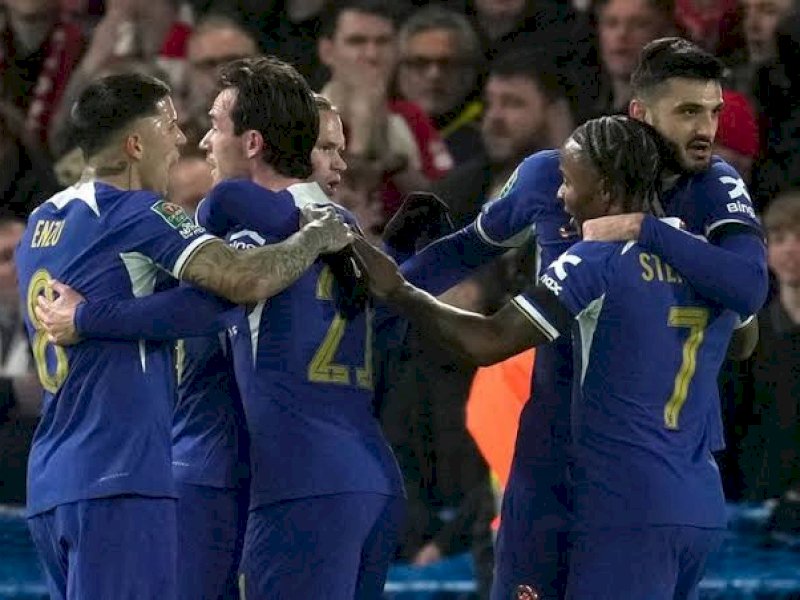 Pemain Chelsea merayakan gol ke gawang Middlesbrough. (int) 