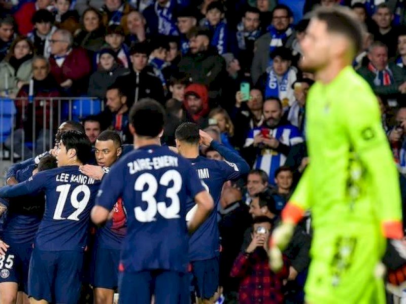 Pemain PSG merayakan kemenangan atas Real Sociedad. (int) 