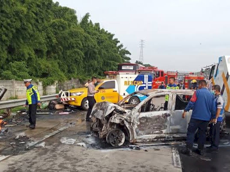 Lokasi Lakalantas maut di Tol Jakarta-Cikampek. (int) 