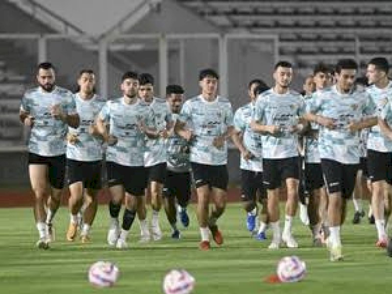 Pemain Indonesia menjalani latihan jelang laga melawan Filipina. 