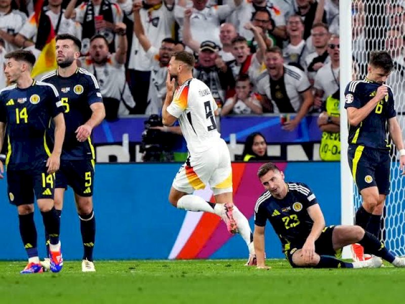 Jerman menjebol gawang Skotlandia. (int) 