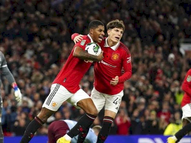 Manchester United memenangi laga sengit melawan Aston Villa. (int)