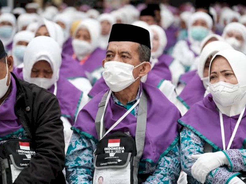 Tampak Calon Jemaah Haji asal Kabupaten Gowa, di Aula Arafah, Asrama Haji Sudiang Makassar, Jum'at (17/6/2022).