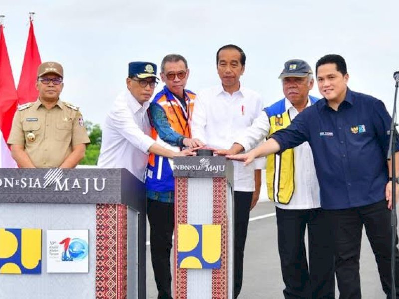 Presiden Joko Widodo meresmikan proyek Makassar New Port (MNP), Sulawesi Selatan (Sulsel), Kamis (22/2/2024).