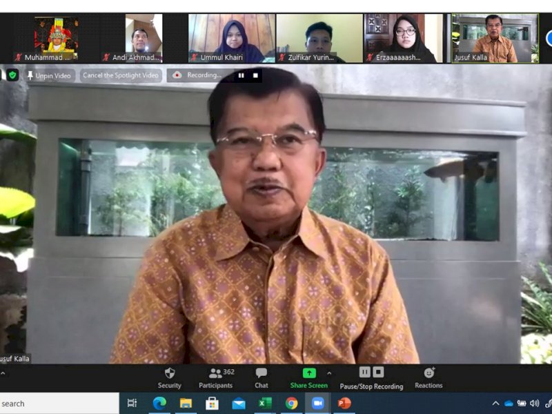 JK saat menjadi narasumber di Webinar Sekolah Islam Athirah. 
