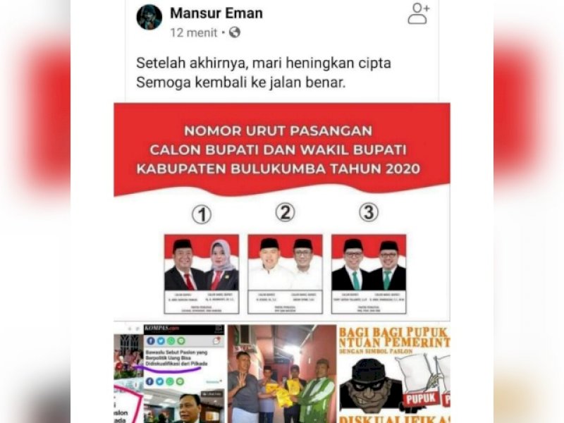 Penyebar sura suara Pilkada Bulukumba tanpa Paslon Andi Utta-Edy Manaf. 