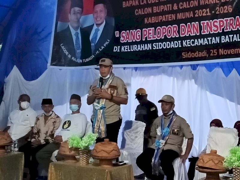 Rajiun saat kampanye di Kelurahan Sidodadi. 