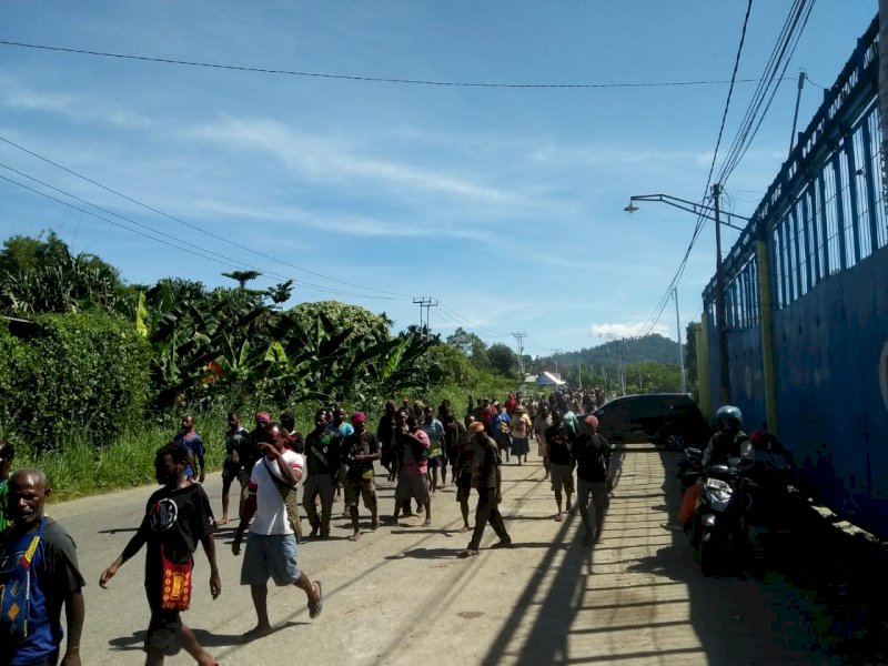 Aksi unjuk rasa Paslon 1 di Nabire. 