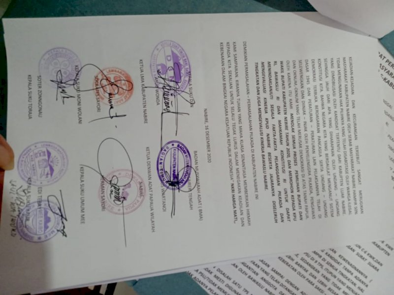 Forum Masyarakat Adat dan Nusantara saat melakukan koordinasi dengan unsur Forkopimda Nabire. 