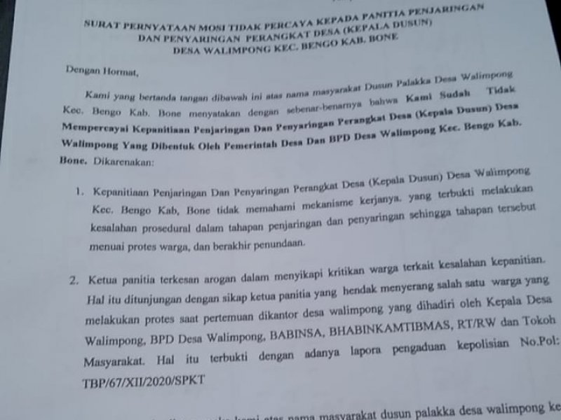 Mosi tak Percaya Desa Walimpong Bone. 