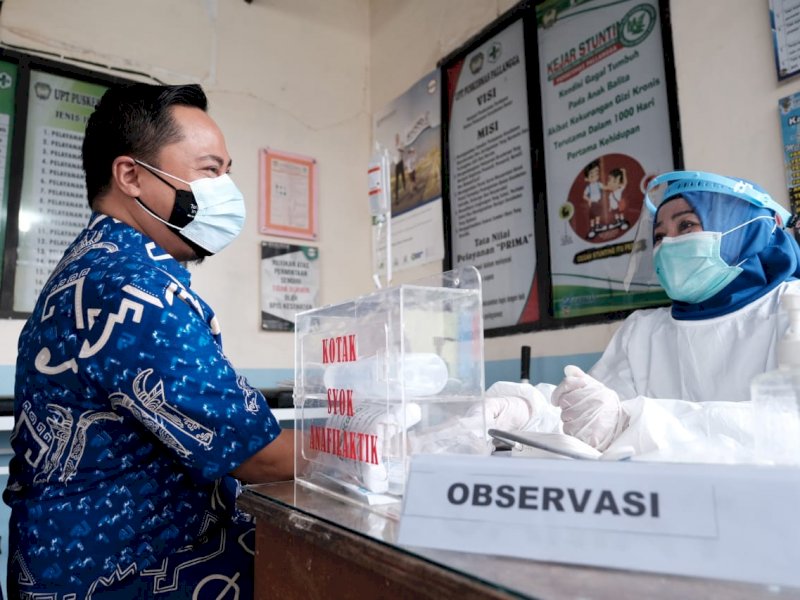 Simulasi vaksin Covid-19 Puskesmas Pallangga. 