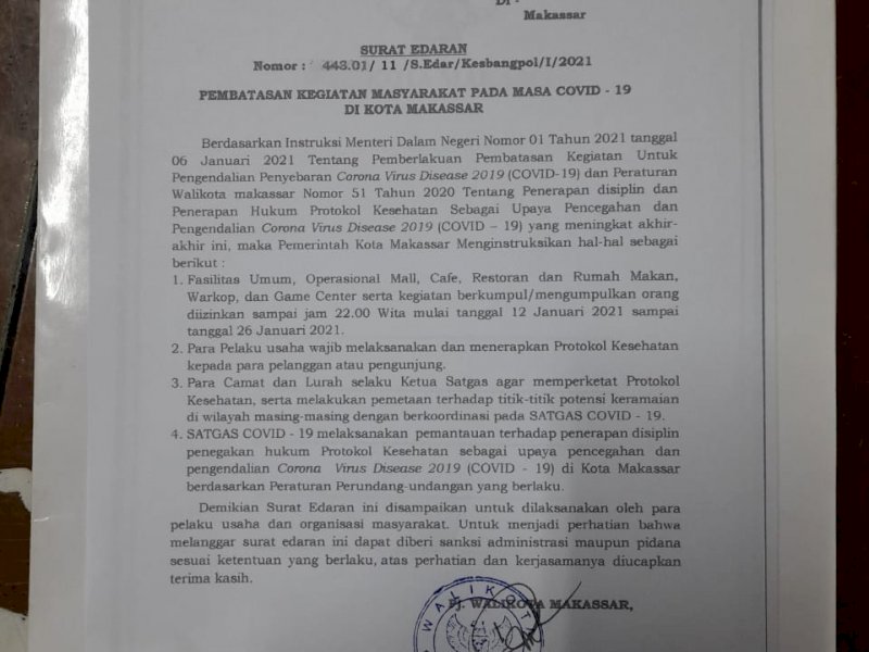 SE PJ Wali Kota Makassar. 