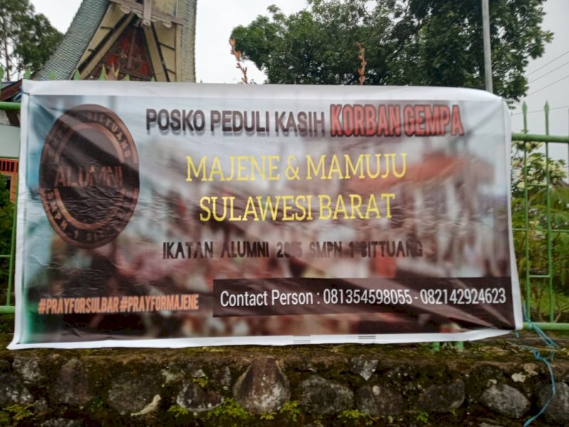 Posko IKA SMPN 1 Bittuang Tator untuk korban gempa Sulbar. 