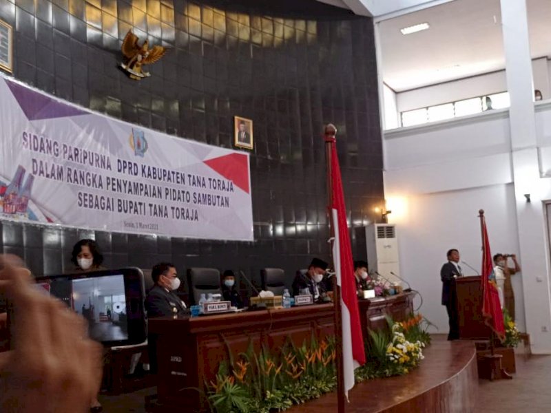 Rapat Paripurna Penyampaian Pidato Bupati Terpilih yang digelar DPRD Tator. 