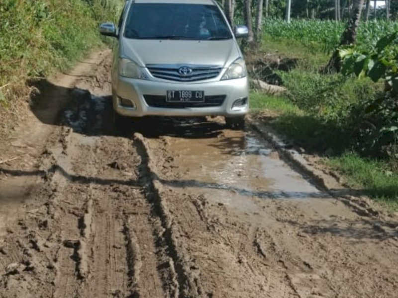 Jalan berkubang di Cenranae Wajo. 