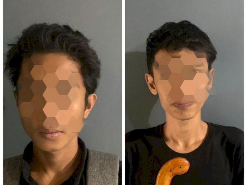 2 pelaku pengeroyokan anggota TNI di Bulukumba saat diamankan. 