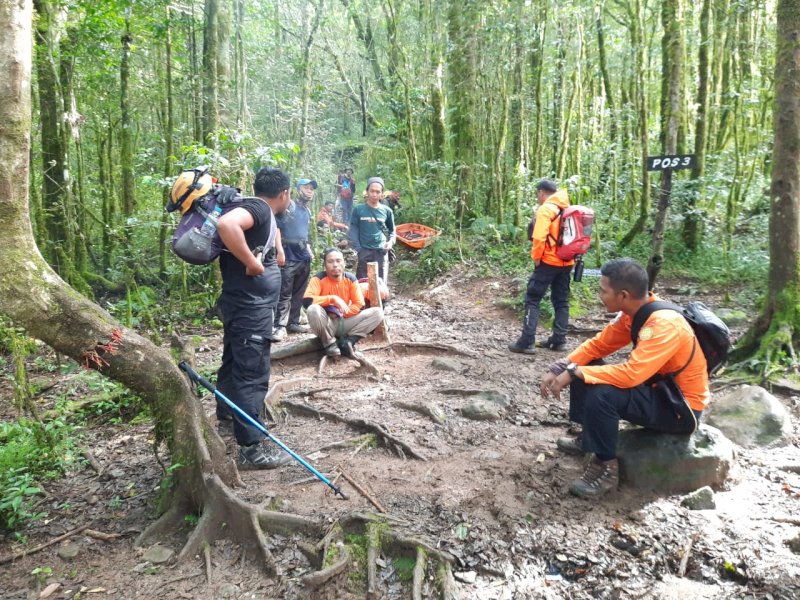 Petugas saat melakukan proses evakuasi. 