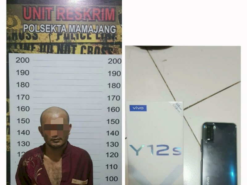 Pelaku pencuri HP saat diamankan polisi. 