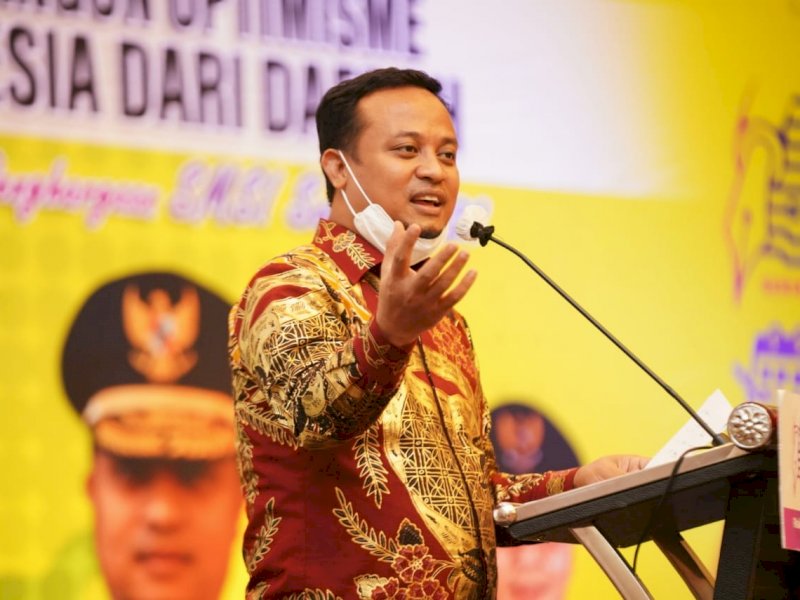 Plt Gubernur Sulsel saat menghadiri Raker SMSI Sulsel. 