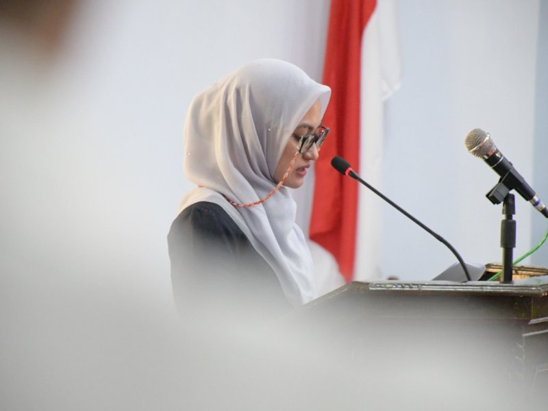 IDP saat membacakan Laporan Keterangan Pertanggungjawaban (LKPJ) Bupati Luwu Utara Tahun Anggaran 2020, Senin (29/3/2021).