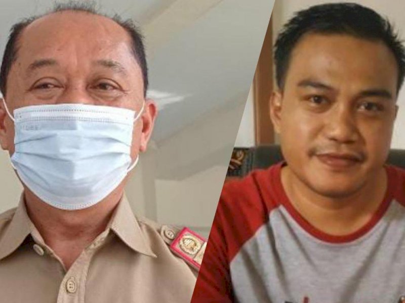 Sekda Rede Roni dan Ketua KPU Torut Bonnie Freedoom.