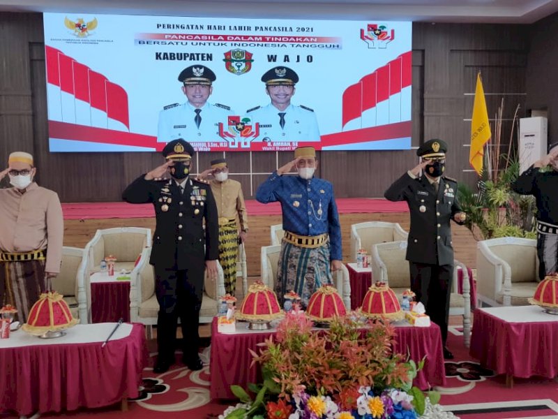 Bupati Wajo Amran Mahmud saat memperingati hari lahir Pancasila. 