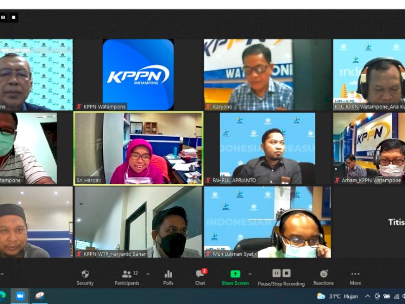 Rapat yang digelar KPPN Watampone via daring. 
