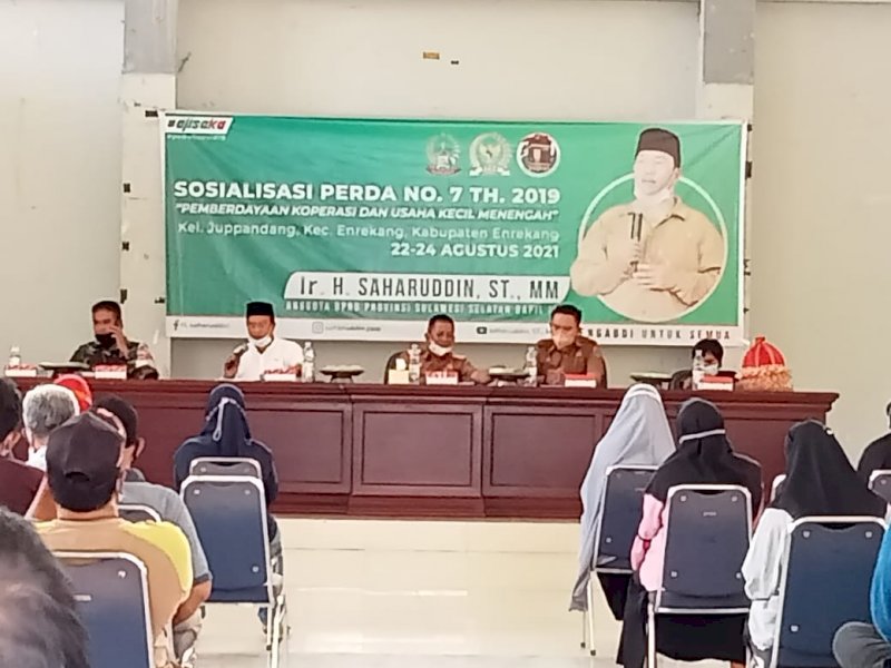 Anggota DPRD Sulsel, H Saharuddin dari Fraksi PPP menggelar sosialisasi Perda Nomor 7 Tahun 2019 tentang pemberdayaan UMKM di Enrekang (ist)
