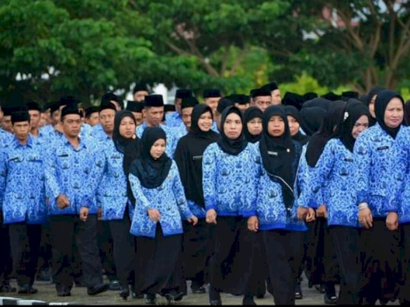 ASN Pemkot Makassar ikut apel di Balaikota. (Foto: Nurjannah)