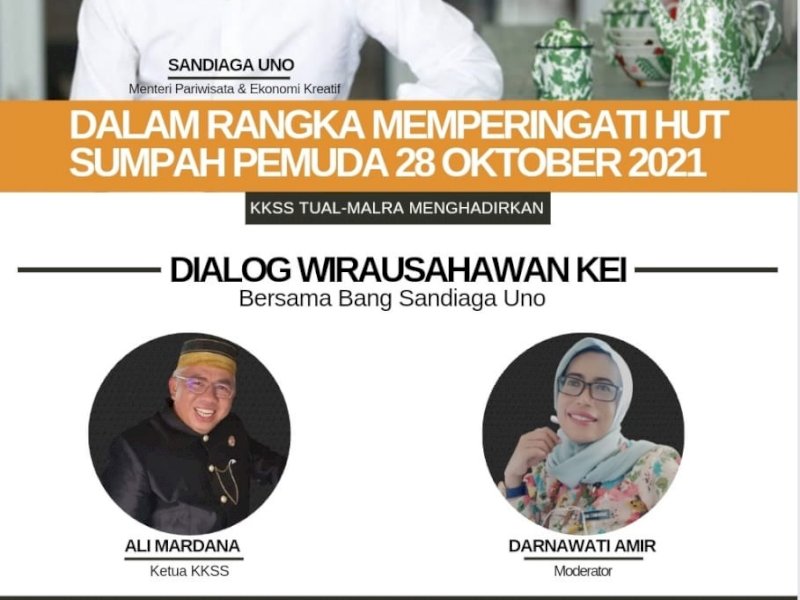 Menparekraf Sandiaga Uno akan menghadiri dialog dengan KKSS di Tual.