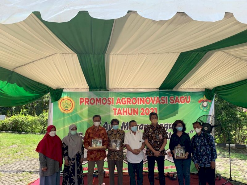 Kegiatan "Promosi Agroinovasi Sagu Tahun 2021" di Pelataran Fakultas Pertanian Unhas, Makassar, Sabtu (27/11/2021). 