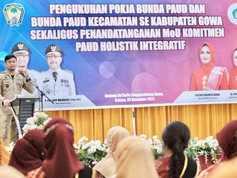 Bupati Gowa Adnan Purichta Ichsan menjelaskan soal PAUD. (Foto: Ist)