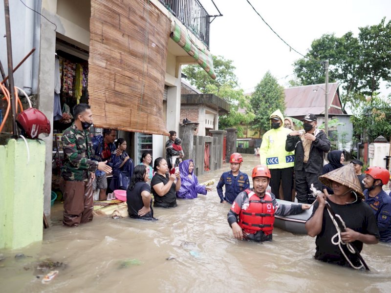 Salah satu titik banjir terparah di Gowa.