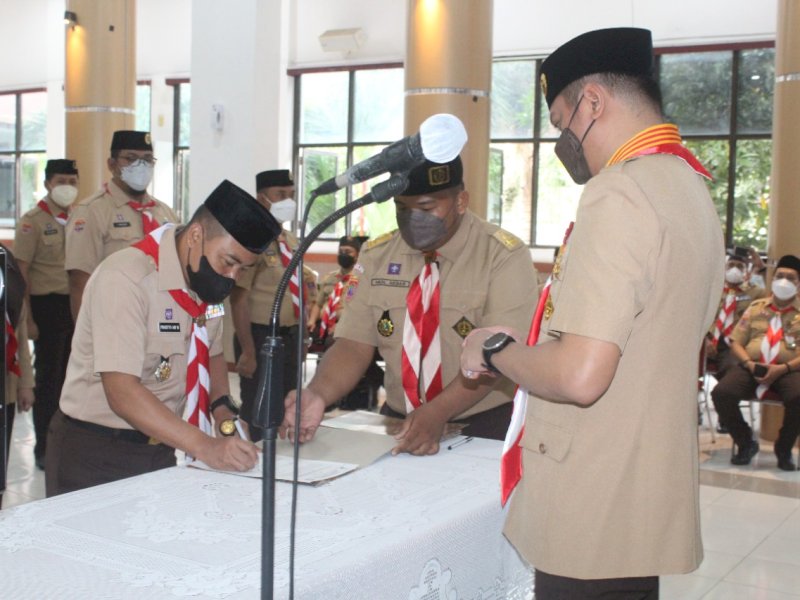 Dandim 1409/Gowa Letkol Inf Prasetyo Ari Wibowo, dilantik sebagai Ketua Majelis Pembimbing Saka Wirakartika Gowa, Rabu (22/12/2021).