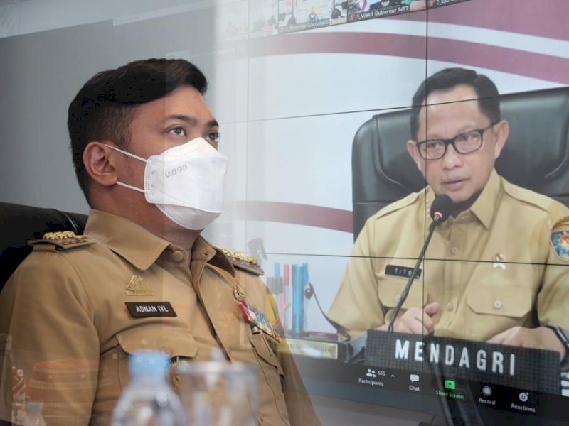 Bupati Gowa Adnan Purichta melakukan rakor virtual dengan Mendagri Tito Karnavia.