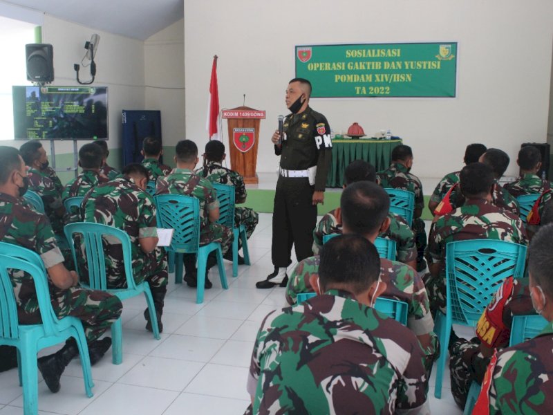 Sosialisasi Operasi Penegakan Ketertiban dan Yustisi 2022 di Makodim Gowa, Selasa (11/1/2022).