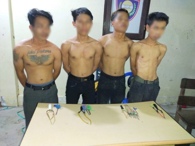 4 dari 6 geng motor yang ditangkap saat akan melakukan penyerangan.