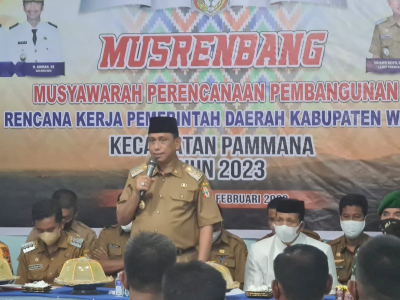 Musrenbang Rencana Kerja Pemerintah Daerah (RKPD) 2023 di Kecamatan Pammana Tahun Anggaran 2022, Selasa (22/2/2022).
