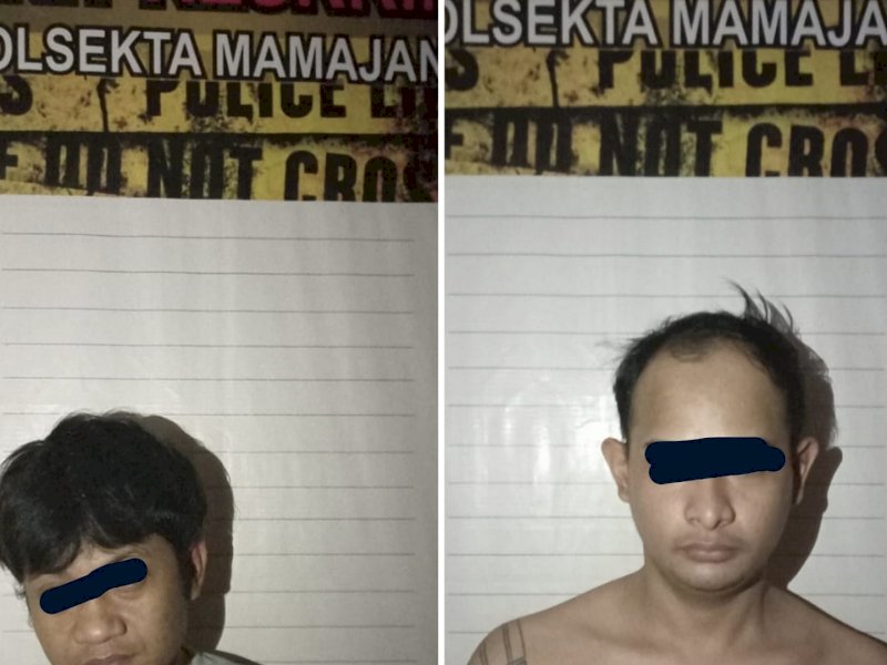 Dua terduga pelaku pencurian yang diamankan di Polsek Mamajang, Makassar.