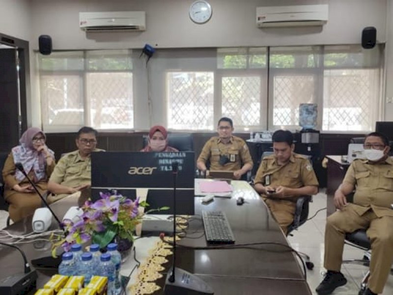 Jajaran Dinas PU Makassar post Rapat Koordinasii Khusus (Rakorsus) secara daring, Selasa (22/03/2022).