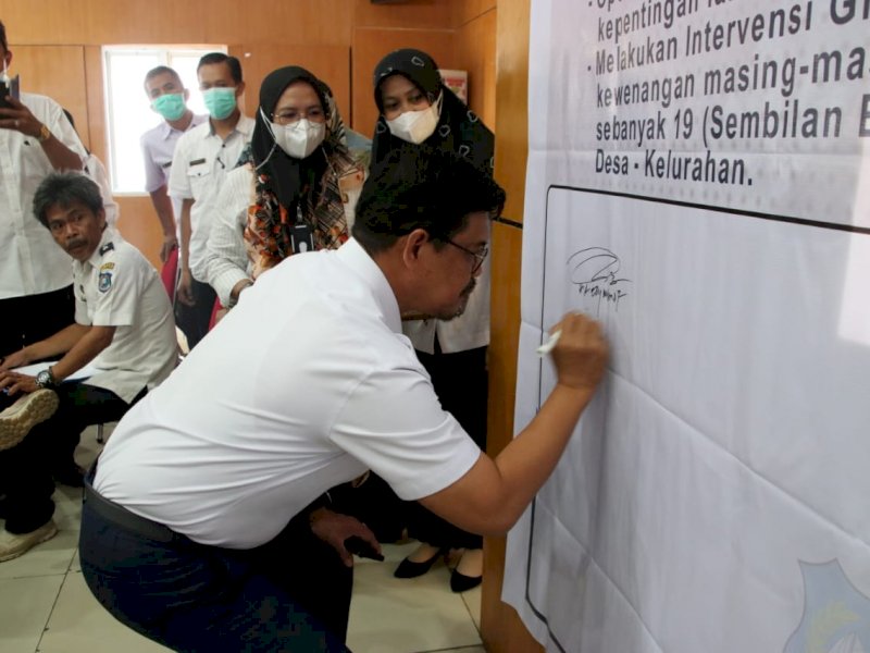 Rembuk Stunting berlangsung di Ruang Pola Kantor Bupati Bulukumba, Rabu, 23 Maret 2022.