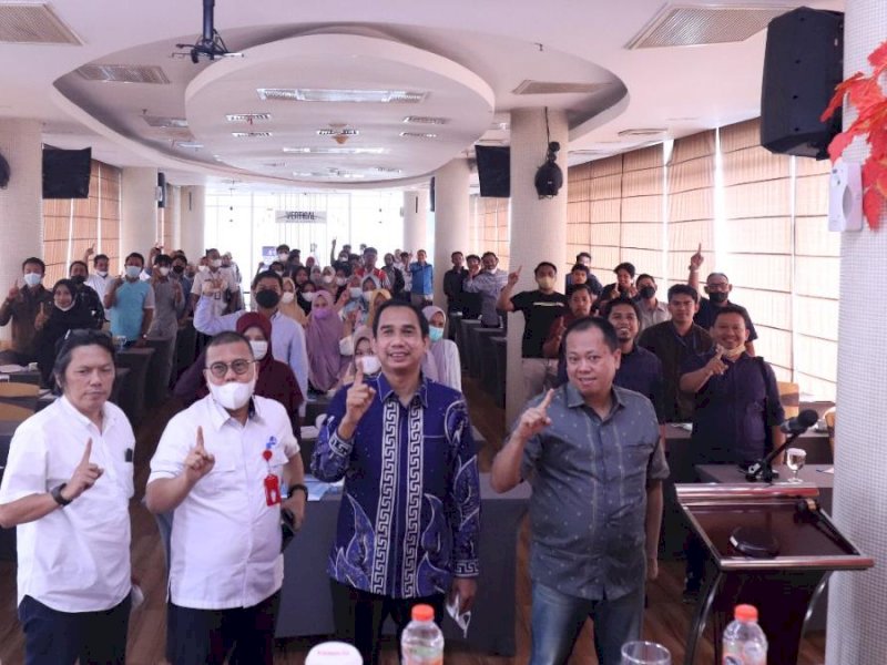 Ketua DPRD Makassar, Rudianto Lallo usai melakukan sosialisasi perda, di Hotel Karebosi Prenier Makassar (23/03/2022). 