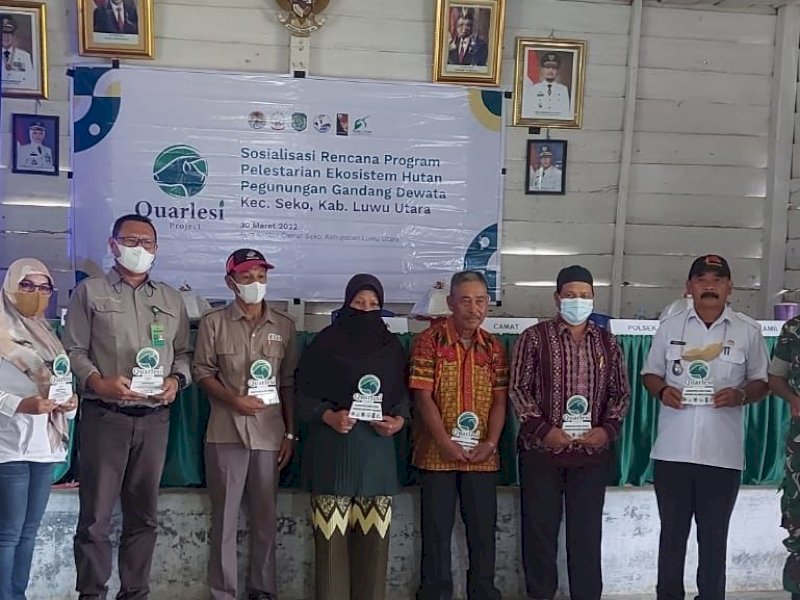 Sosialisasi Program Pelestarian Ekosistem Hutan Pegunungan Gandang Dewata, Rabu (30/3/2022), di Seko.